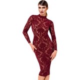 Noir Handmade F384 Kink Royal Midi Dress Burgundy M Cene