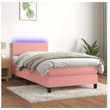  Krevet box spring s madracem LED ružičasti 100x200cm baršunasti | shoptok.hr