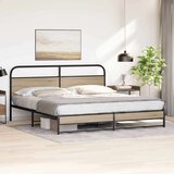 vidaXL Kovinski posteljni okvir brez vzmetnice dimljen hrast 180x200cm | Shoptok.si