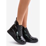 S. BARSKI Leather Wedge Ankle Boots D&A Black | shoptok.hr
