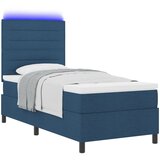 vidaXL Postelja s podlago z vzmetnico in LED modrim 90x200 cm Tkanina, (22067324) | Shoptok.si