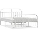 The Living Store Kovinski posteljni okvir z vzglavjem in vznožjem bel 160x200 cm - Posteljni Okvir, (21527601) | Shoptok.si