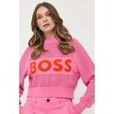 Boss Pulover ženski, roza barva
