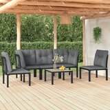 Maison Chic Seti vrtnega pohištva - Vrtna garnitura - Vrtni pohištvo set 6-delna črna in siva poli ratan, (21815378) | Shoptok.si