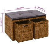  Klupa s 2 košare od morske trave 71 x 40 x 42 cm smeđa | shoptok.hr