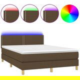 Maison Chic Box spring postelja - Vzmetna postelja z vzmetnico LED temno rjava 140x200cm blago SL8977, (21902550) | Shoptok.si
