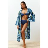 Trendyol Floral Patterned Belted Maxi Woven 100% Cotton Kimono & Kaftan Cene