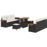 9 komada set vrtnog kauča s jastučićima crni poli ratan akacija | shoptok.hr