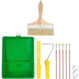 NIKCORP Pleskarski set 10-delni komplet za pleskanje sten in stropov, valjček, čopiči in mešalo za barvo, volna in jeklo, 7 mm, (5000156552) Cene
