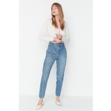 Trendyol Blue High Waist Pleated Mom Jeans | Shoptok.si