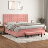  The Living Store Box spring postelja z vzmetnico roza 200x200 cm žamet - Box Spring Postelja, (21490369) | Shoptok.si