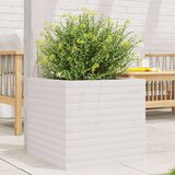  Vrtno cvetlično korito belo 50x50x45,5 cm trdna borovina | Shoptok.si