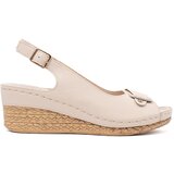GOODIN Light beige low wedge sandals | Shoptok.si