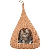 vidaXL Mačja hišica z blazino 40x60 cm naravna vrba | Shoptok.si