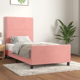 Maison Chic Posteljni okvir - Enojna postelja - Postelja za odrasle z vzglavjem roza 100x200 cm žamet-J9622, (21765630) | Shoptok.si