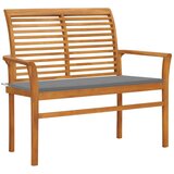 vidaXL Vrtna klop s sivo blazino 112 cm trdna tikovina Cene