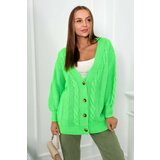 Kesi Button-down sweater with puff sleeves green neon Cene
