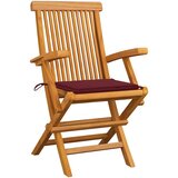 Maison Chic vrtni stoli - stol za vrt z vinsko rdečimi blazinami 4 kosi trdna tikovina JS2597, (21876525) | Shoptok.si