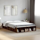 Maison Chic Posteljni okvir - Dvoposteljna postelja - Zakonska postelja dimljeni hrast 135x190 cm inženirski les-J14273, (21775735) | Shoptok.si