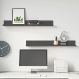  Zidne police 2 kom sive 80 x 11 x 9 cm od masivne borovine | shoptok.hr