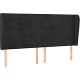  The Living Store Vzglavje z ušesi črno 163x23x118/128 cm žamet - Vzglavje, (21448502) | Shoptok.si