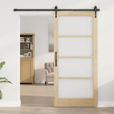  Klizna vrata 93 x 202 cm Masivna borovina i staklo Prirodna | shoptok.hr