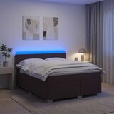  Krevet s box springom, madracem i LED-om Tamno smeđa Tkanina 140 x 190 cm | Shoptok.si