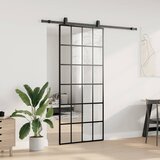  Klizna vrata s priborom crna 90 x 205 cm od ESG stakla | shoptok.hr