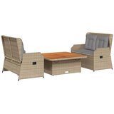  3-dijelna vrtna garnitura od poliratana s jastucima bež 110 x 110 x 40/71 cm | Shoptok.si