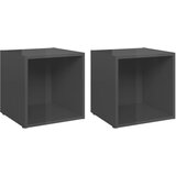 Furnova TV omarice 2 kosa visok sijaj sive 37x35x37 cm iverna plošča, (21923182) | Shoptok.si