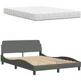 vidaXL Postelja z vzmetnico temno siv 140x190 cm blago | Shoptok.si
