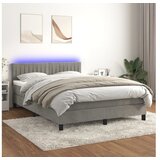  Box spring postelja z vzmetnico LED svetlo siva 140x200cm žamet | Shoptok.si