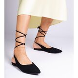 D/CEO marka niezdefiniowana Black flat lace-up pumps tied around the ankle Karlioz | Shoptok.si