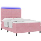  LED Box Spring Krevet Ružičasta 140 x 190 cm Baršun | Shoptok.si