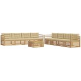 vidaXL Zunanja garnitura za sedenje 9 pcs Bela in bež Poliester, (5000281655) | Shoptok.si