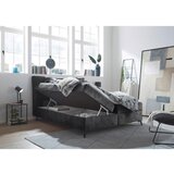 MID.YOU POSTELJA Z VZMETNICO 180 cm x 200 cm , tekstil, leseni material antracit | Shoptok.si