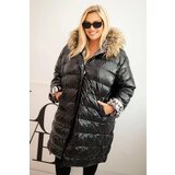 Kesi Women's Plus Size jacket with a hood and fur black Cene
