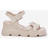 Boto Women's Leather Wedge Sandals Artiker 54C1624 Beige | Shoptok.si