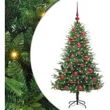 vidaXL Umjetna predsvetljena božićna jelka s kompletom kroglica Zelena | Shoptok.si