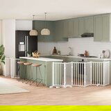 vidaXL Ograda za pse z vrati zložljiva 12 panelov bela 600 cm les | Shoptok.si