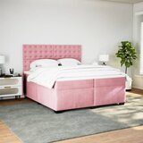  Krevet s oprugama i madracem ružičasti 200x200 cm baršunasti | shoptok.hr