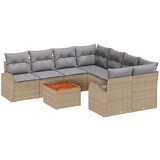 vidaXL 9-dijelni Vrtni Sofa Set s Jastučima Bež Poli Ratan Akacija, 2-sjedalo Vrtni Sofa s Odlaganjem i Jastučima Bež Poli Ratan Cijene