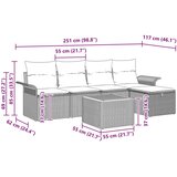 vidaXL Set 6-delne vrtne sedežne garniture z blazinami Bež Poli Ratan | Shoptok.si