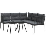 Maison Chic Vrtni kavč - Zunanji kavč z blazinami oblika črke L črno jeklo in tekstilen, (22040948) | Shoptok.si