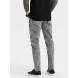 Ombre Men's marbled denim pants with raw-leg SLIM FIT - grey | shoptok.hr