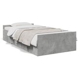Maison Chic Posteljni okvir - Enojna postelja - Postelja za odrasle s predali betonsko siv 75x190 cm inženirski les, (21695570) Cene