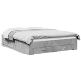 vidaXL Okvir kreveta s ladicama siva boja betona 140 x 200 cm drveni