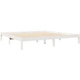 Knjižna postelja brez vzmetnice bela 200x200 cm trdna borovina | Shoptok.si