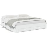Furnova Posteljni okvir s predali bel 200x200 cm inženirski les, (21936082) | Shoptok.si