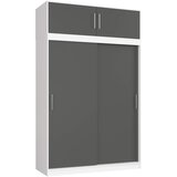 AKORD Mono Garderobna Omara Z Drsnimi Vrati Z Nadgradnjo, Bela/Siva, (5000331644) | Shoptok.si